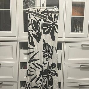 Christian Siriano Black and White Floral Wide Leg Pants